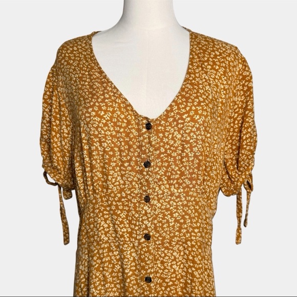 Universal Thread XXL Mustard Floral Midi Dress Cottagecore Boho Prairie - Picture 14 of 16
